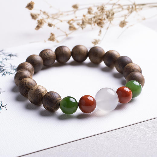 xy0383沉香+月光石碧玉南红手串 商品图9