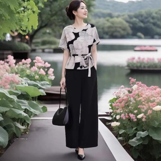 轻熟优雅简约大气百搭，显瘦上衣+阔腿裤两件套LJX-865 商品图0