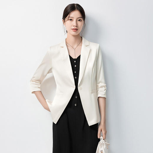 【缎面 七分袖】罗蒙女士西服易打理舒适简约气质百搭西服外套女 商品图3