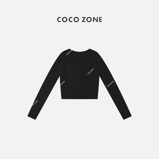 COCO ZONE 长袖针织上衣暗条纹圆领排扣开衫  23C18588 商品图1