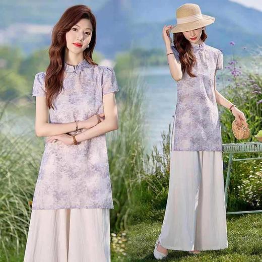 优雅时尚气质复古，立领提花甜美显瘦两件套裤HR-WQE2616MY 商品图1