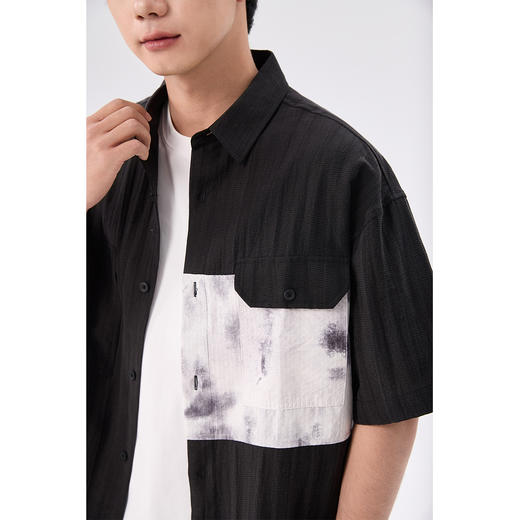 gxgjeans【爆款热卖】撞色拼接翻领男士短袖衬衫25夏款潮流百搭上衣男K&C 商品图3