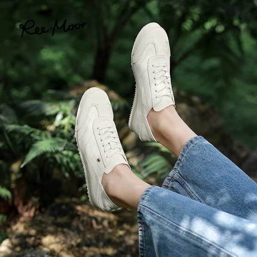 REEMOOR睿慕丨2025年春新款系带增高德训小白鞋R3Y447 商品图2