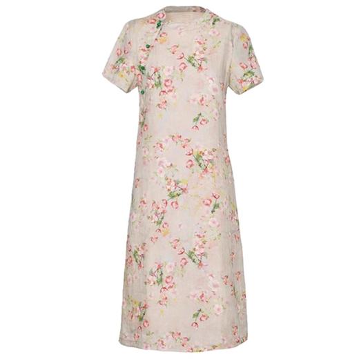 雀说新中式文艺国风宽松大码女装印花斜襟立领改良旗袍连衣裙AL1666 商品图4