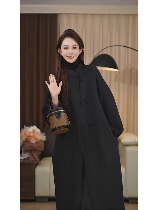 【YW】无忧购“”新中式简约宽松温柔风立领时尚百搭长款秋冬羊毛大衣6629（截单后3-5天发货） 商品图1