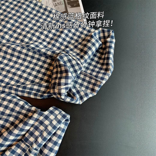 棉感蓝格纹面料！清新ins感分分钟拿捏!宽松显瘦阔腿休闲裤子夏25年新款！ 商品图1