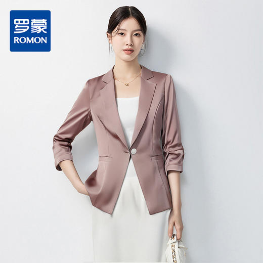 【缎面 七分袖】罗蒙女士西服易打理舒适简约气质百搭西服外套女 商品图0