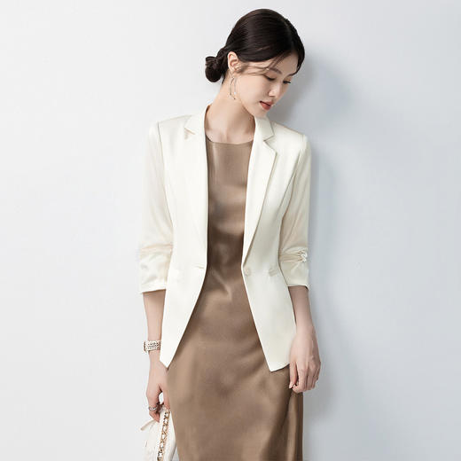 【缎面 七分袖】罗蒙女士西服易打理舒适简约气质百搭西服外套女 商品图4