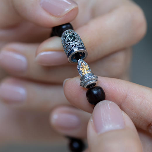 绿度母黄财神小叶紫檀情侣手串 | 万物叁仟 商品图4