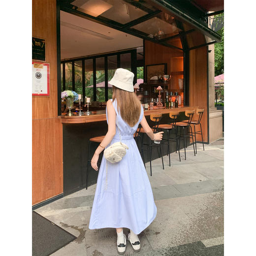 【折后再享2件88折】现货秒杀！最后一波 ！！简约百搭polo领条纹无袖连衣裙 日常219.99 立减90 秒杀129.99！ 商品图4