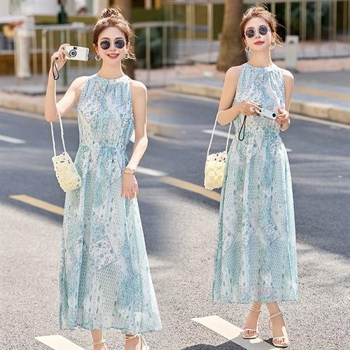 2025夏季新款波西米亚长裙感无袖印花连衣裙YAX2515 商品图3