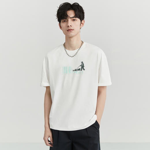 gxgjeans【100%棉】经典印花简约圆领打底T恤男士夏季舒适透气短袖K&C 商品图2