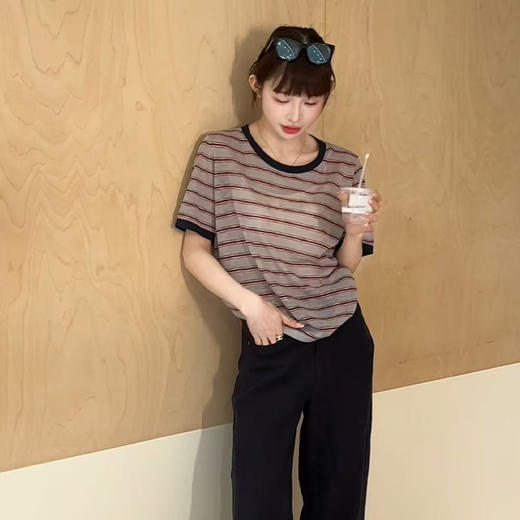 【预售7天】良木礼撞色圆领上衣（5965） 商品图0