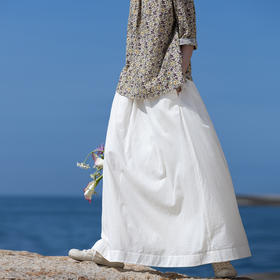 牧衣游原创 净色80支纯棉半身裙柔软舒适宽松白色百搭半裙 沫初