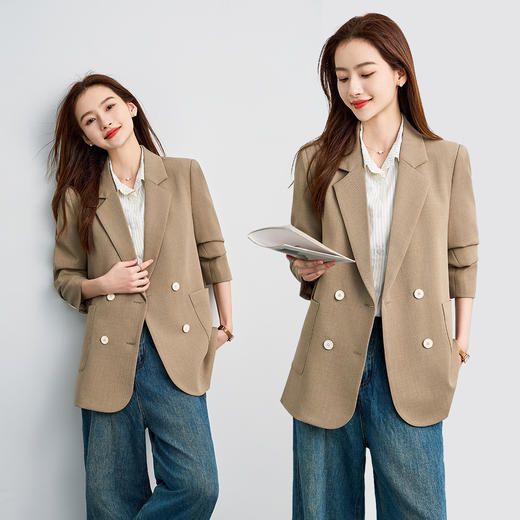 【气质 双排扣】罗蒙女士西服简约通勤百搭舒适面试工作女上装 商品图4