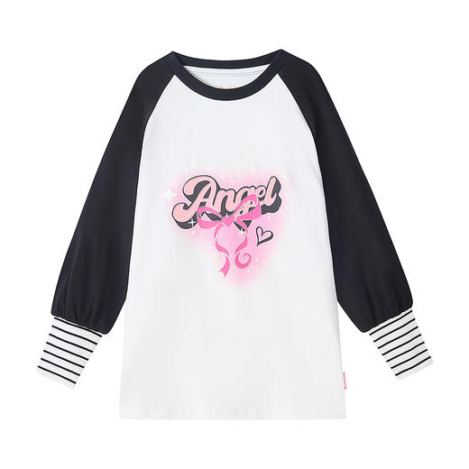 笛莎Deesha 童装女童T恤2025秋新款女童甜美撞色插肩T恤 商品图4