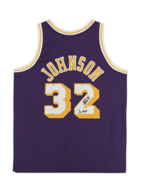 魔术师约翰逊湖人队签名球衣带3次总决赛MVP字样