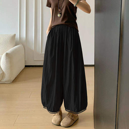 【YW】无忧购“清仓大促”韩系慵懒风镂空蕾丝花边九分阔腿休闲裤H-1862（截单后3-5天发货) 商品图3