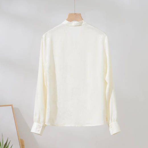 【精美暗纹】罗蒙女士长袖衬衫简约大方V领舒适套头衬衣女商务气质 商品图3