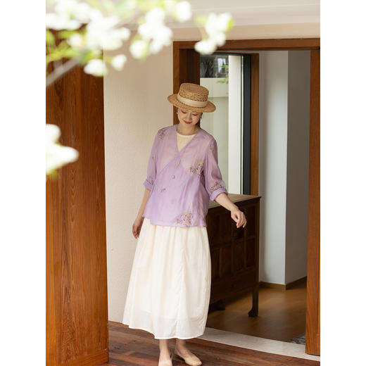 牧衣游原创 丝棉匹绣短外套轻薄复古文艺休闲百搭防晒开衫 栖芯 商品图2