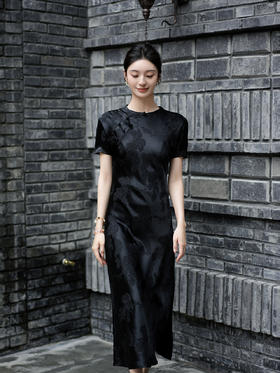 盛唐牡丹| 黑色短袖旗袍裙（黑松鼠）