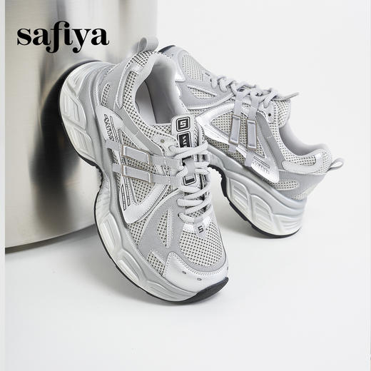 Safiya/索菲娅2025潮流机能透气显脚小百搭运动厚底增高老爹鞋SFD3112177 商品图11