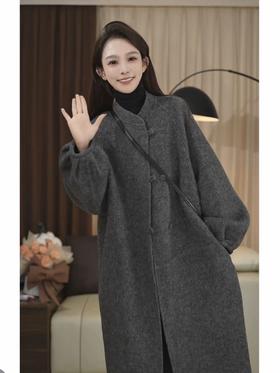 【YW】无忧购“”新中式简约宽松温柔风立领时尚百搭长款秋冬羊毛大衣6629（截单后3-5天发货）