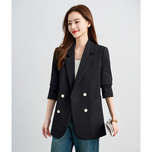 【气质 双排扣】罗蒙女士西服简约通勤百搭舒适面试工作女上装 商品图9