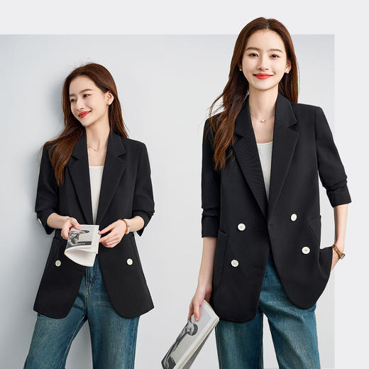 【气质 双排扣】罗蒙女士西服简约通勤百搭舒适面试工作女上装 商品图2