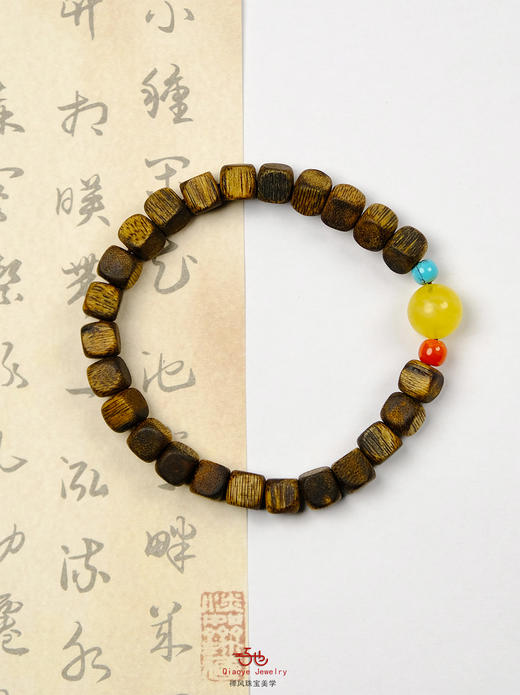 巧也【四雅.韵】7mm奇楠沉香方糖珠配多宝石手珠国风手串禅意风 商品图8