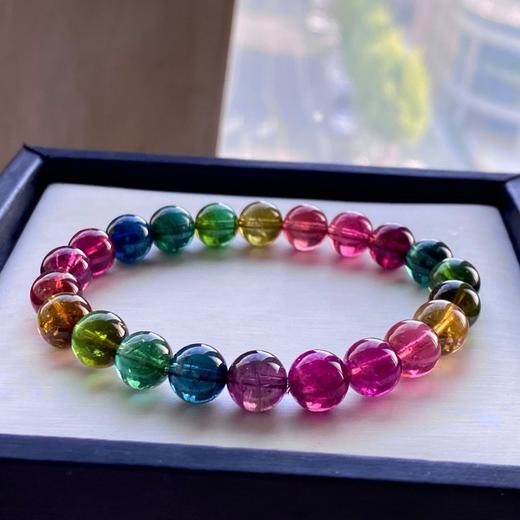 8.8mm单圈老矿彩虹碧玺手串 商品图7
