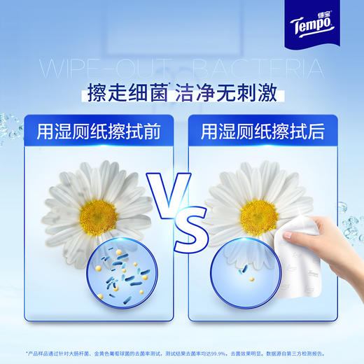 得宝（Tempo）2包装 洋甘菊湿厕纸40片/包x2包 经期可用卫生抽取式湿厕纸（新旧包装随机发货） 商品图2