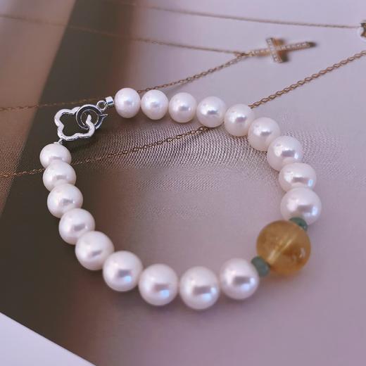 【甄珠贝】ji光淡水珍珠8-9mm水晶手串 商品图8