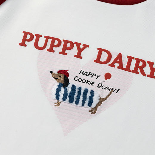 笛莎Deesha 童装女童T恤2025秋新款女童爱心字母小狗插肩袖T恤 商品图3