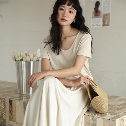 KEMU壳木天丝亚麻鹅蛋领T恤｜降温散热，自由随性不易皱 商品图1