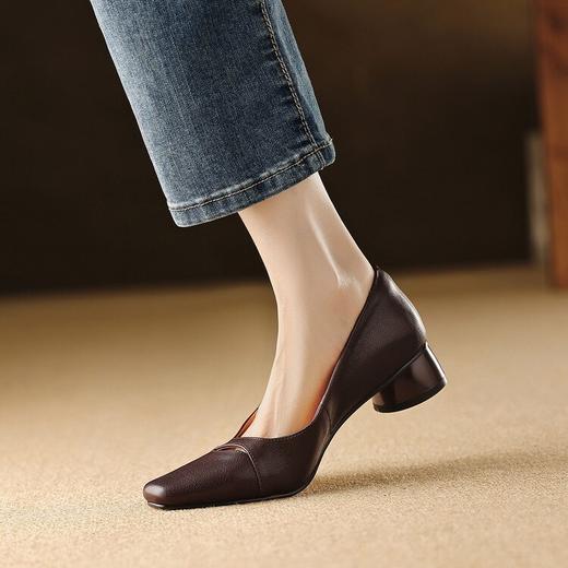 【预售5天】羊皮版~温柔姐姐气质风方头显腿细日常百搭时尚简约设计浅口单鞋LG&2531-1337 商品图1
