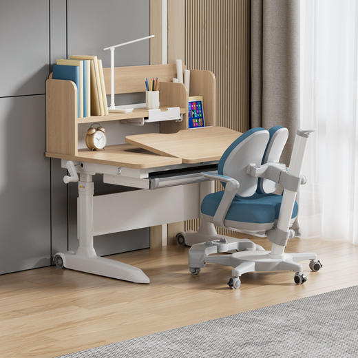 【儿童学习书桌可升降实木课桌家用小学生写字套装 商品图6