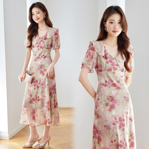 HR YKE2001碎花显瘦连衣裙 商品图3