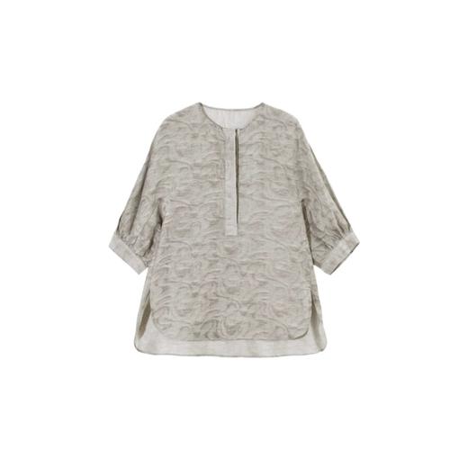 雀说新款文艺宽松大码女装五分袖印花灰色圆领衬衫上衣AL1667 商品图4