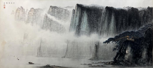 陈金章《江湾清晓》国画原作60CM*138CM 手绘纸本山水画 商品图3