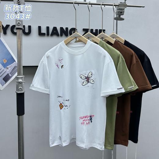 男士短袖潮流青年圆领男士宽松时尚刺绣印花T恤帅气上衣   YLZ-B3043* 商品图0