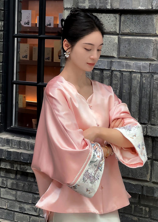 盛唐牡丹大师系列| 重工刺绣西厢丝毛外套-红梅粉 商品图6