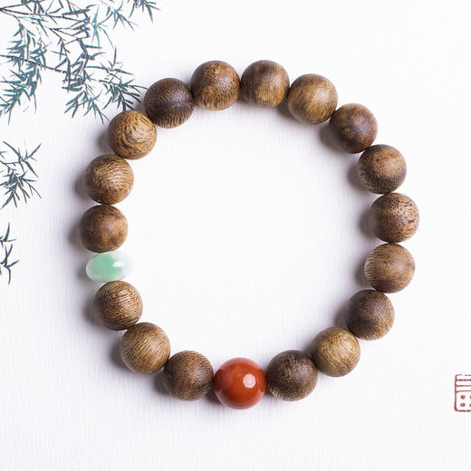 xy0321沉香+翡翠南红手串 商品图7