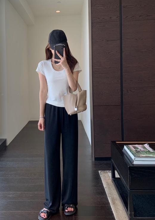 含真丝铜氨丝莫代尔酷夏解暑高腰垂顺一片式流畅显瘦直流裤 商品图6