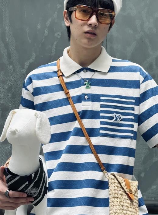 驴家蓝白条纹提花POLO衫（DY） 商品图4