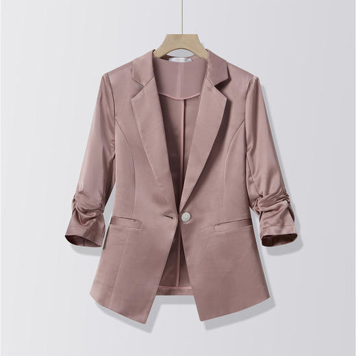 【缎面 七分袖】罗蒙女士西服易打理舒适简约气质百搭西服外套女 商品图7