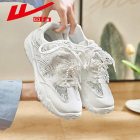 回力女鞋芭蕾德训鞋夏季薄底网面透气银色月牙珍珠蕾丝小众运动鞋WXY(S)-5290L