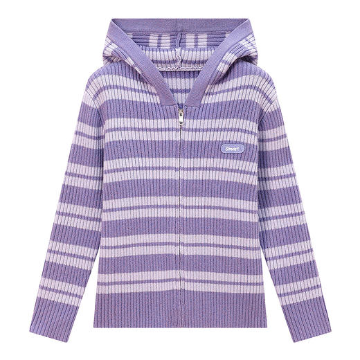 笛莎Deesha 童装女童外套2025秋新款女童条纹针织衫连帽外套 商品图4