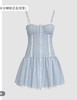 D070128夏季新款女装波嬉度假风拼接蕾丝条纹吊带连衣裙UYL750037 商品缩略图0