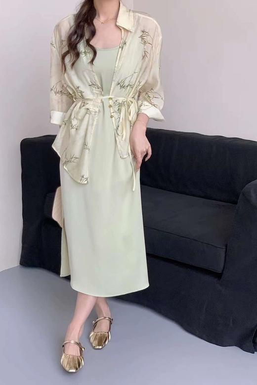 ELLA JADE 气质印花衬衫吊带连衣裙 20695 商品图0